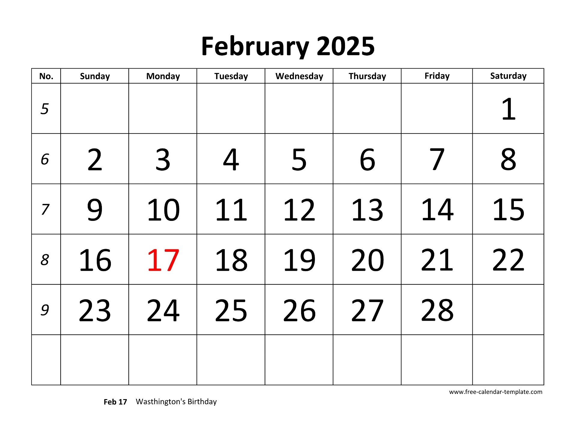 Printable Blank Calendar Monthly 2025