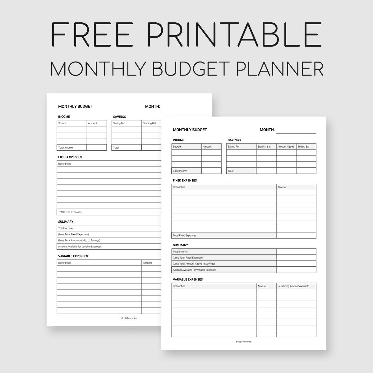 printable monthly budget worksheets