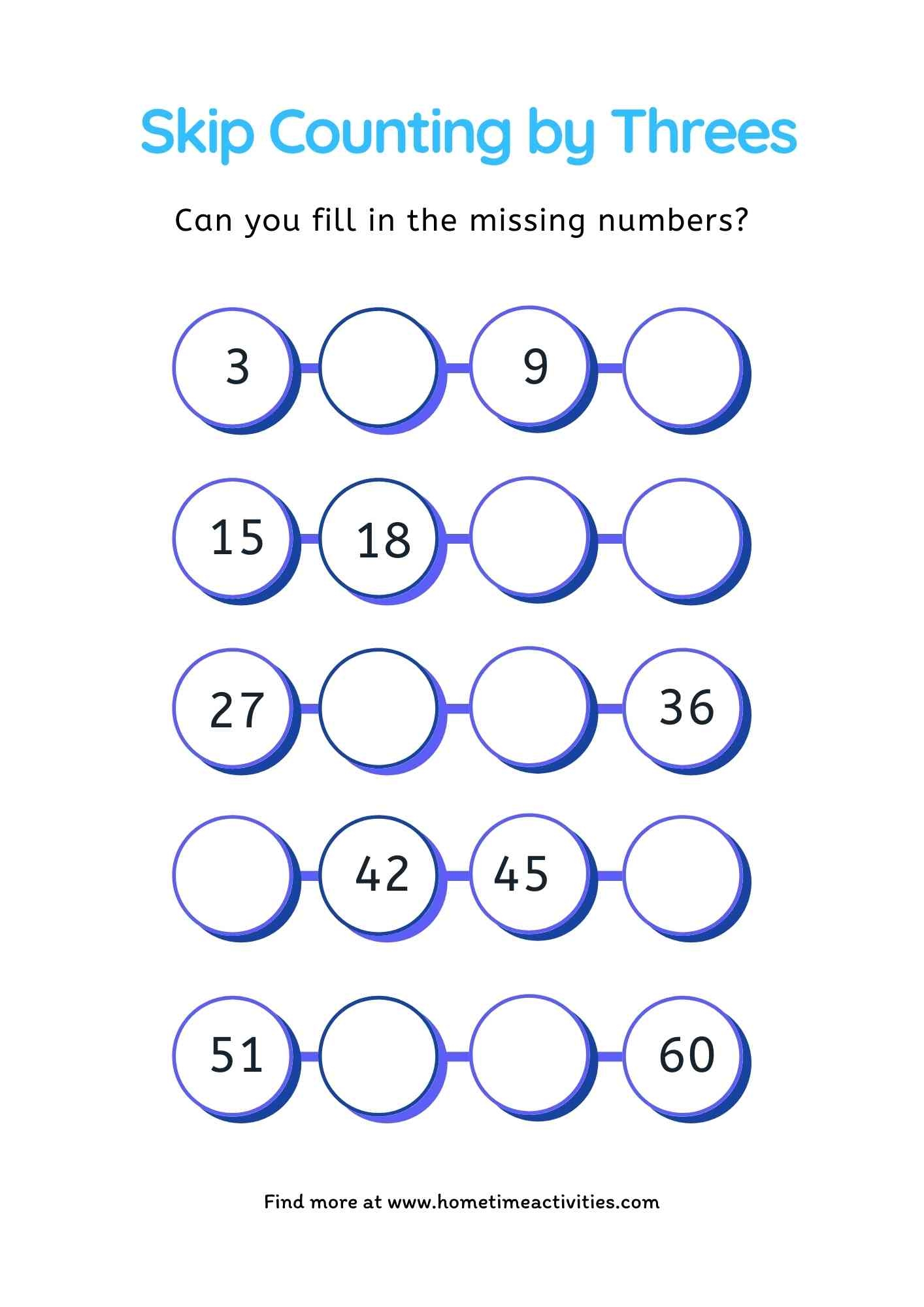 Skip Counting By Threes Home Time Activities Worksheets Library